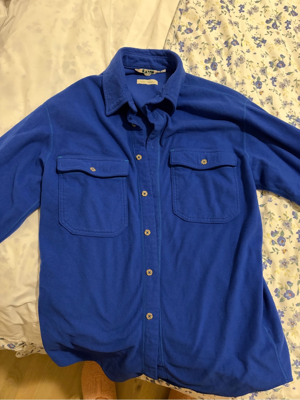 REI Cobalt Blue Button-Up Fleece Shirt Jacket